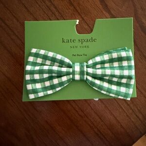 Kate Spade dogs green and White Checkered Bow Tie